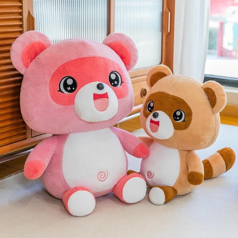 Cartoon Little Raccoon Doll Plush Toy Stuffed Pink Brown Animal Plushie Peluche Smiling Face Happy Emotion Christmas Gift Cartoon Little Raccoon Doll Plush Toy Stuffed Pink Brown Animal Plushie Peluche Smiling Face Happy Emotion Christmas Gift